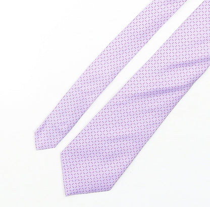 Marks and Spencer Mens Purple Geometric Silk Pointed Tie One Size