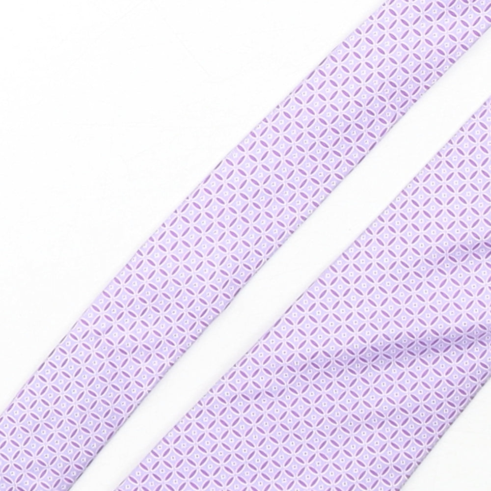 Marks and Spencer Mens Purple Geometric Silk Pointed Tie One Size