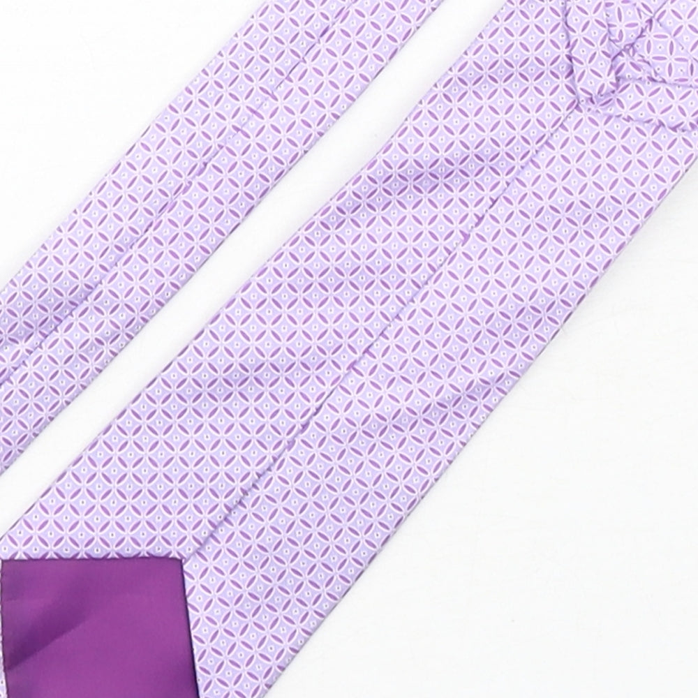 Marks and Spencer Mens Purple Geometric Silk Pointed Tie One Size
