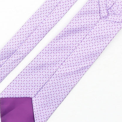 Marks and Spencer Mens Purple Geometric Silk Pointed Tie One Size