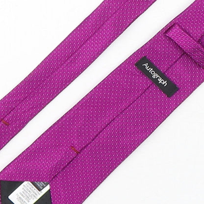 Autograph Mens Purple Polka Dot Silk Pointed Tie One Size