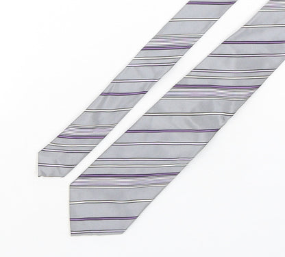 Autograph Mens Multicoloured Striped Silk Pointed Tie One Size