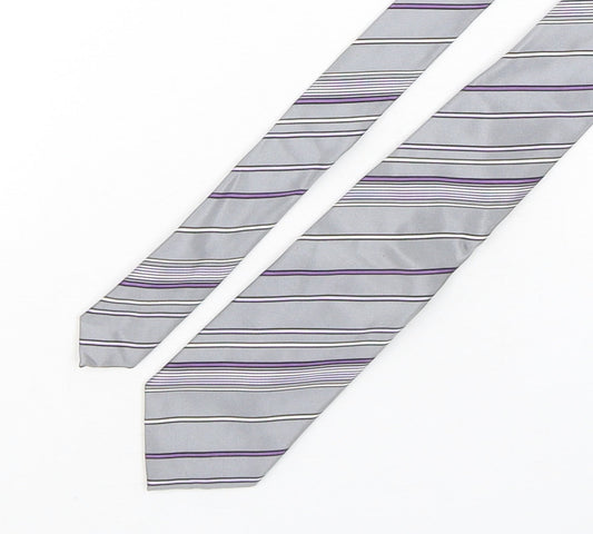 Autograph Mens Multicoloured Striped Silk Pointed Tie One Size