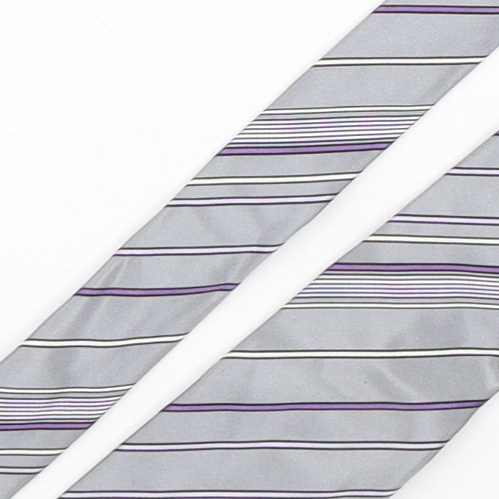 Autograph Mens Multicoloured Striped Silk Pointed Tie One Size