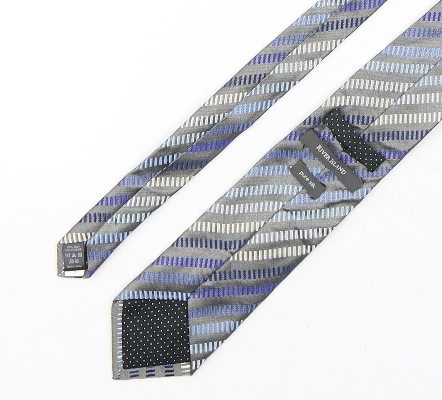 River Island  Mens Multicoloured Striped Silk Pointed Tie One Size