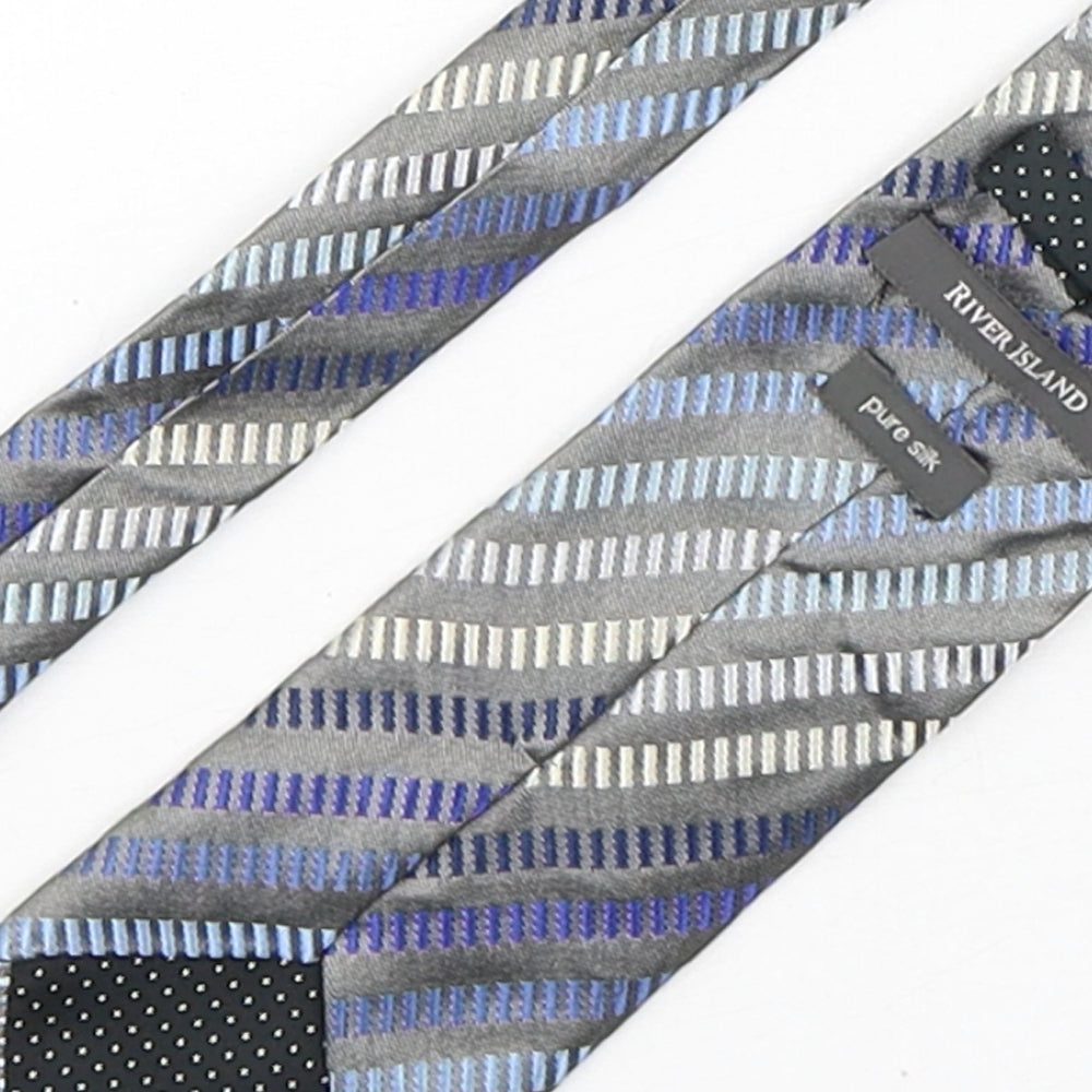 River Island  Mens Multicoloured Striped Silk Pointed Tie One Size