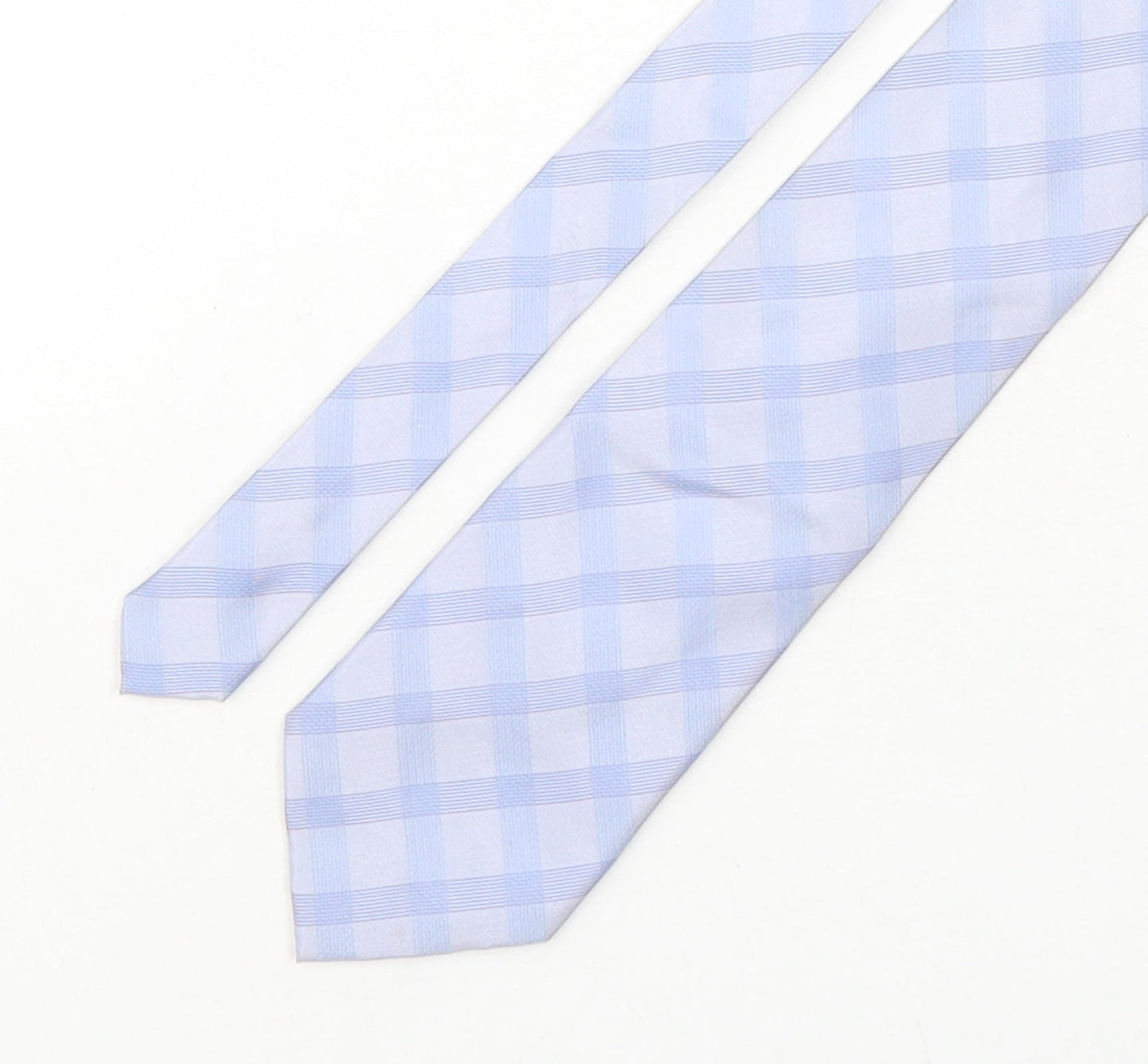 Linea Mens Blue Plaids & Checks Silk Pointed Tie One Size