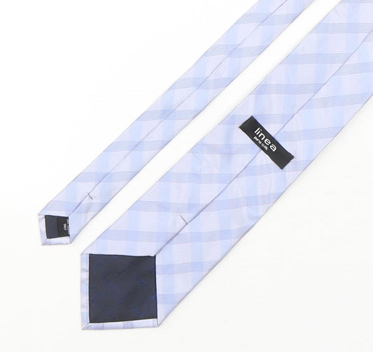 Linea Mens Blue Plaids & Checks Silk Pointed Tie One Size