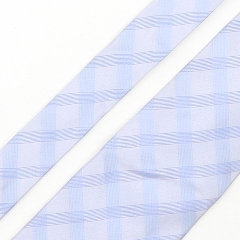 Linea Mens Blue Plaids & Checks Silk Pointed Tie One Size