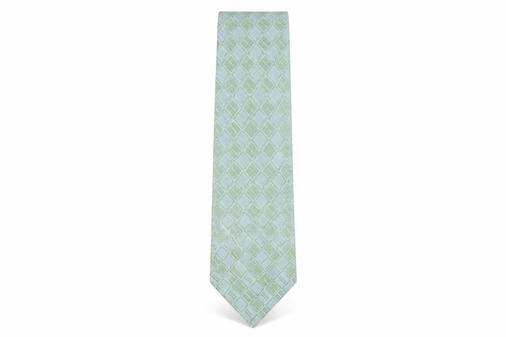 Front view of Croft & Barrow men’s green plaids & checks silk pointed tie one size