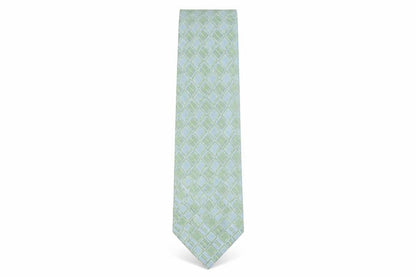 Front view of Croft & Barrow men’s green plaids & checks silk pointed tie one size
