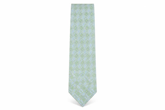 Front view of Croft & Barrow men’s green plaids & checks silk pointed tie one size