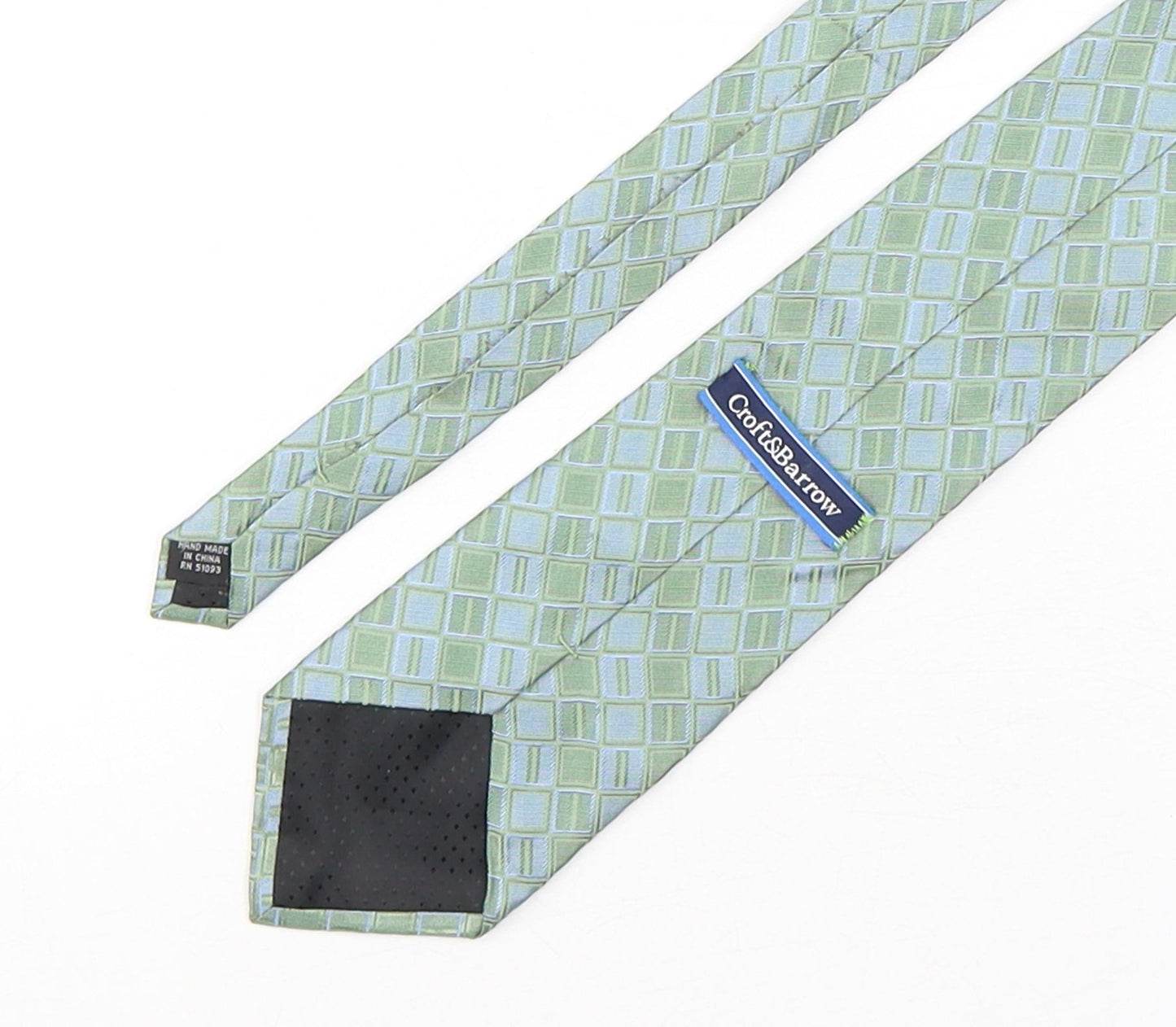 Croft & Barrow Mens Green Plaids & Checks Silk Pointed Tie One Size