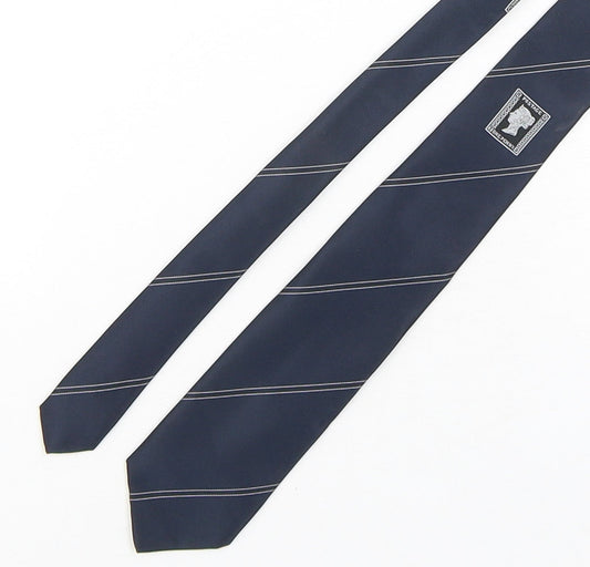 Interlogo London  Mens Blue Striped Polyester Pointed Tie One Size
