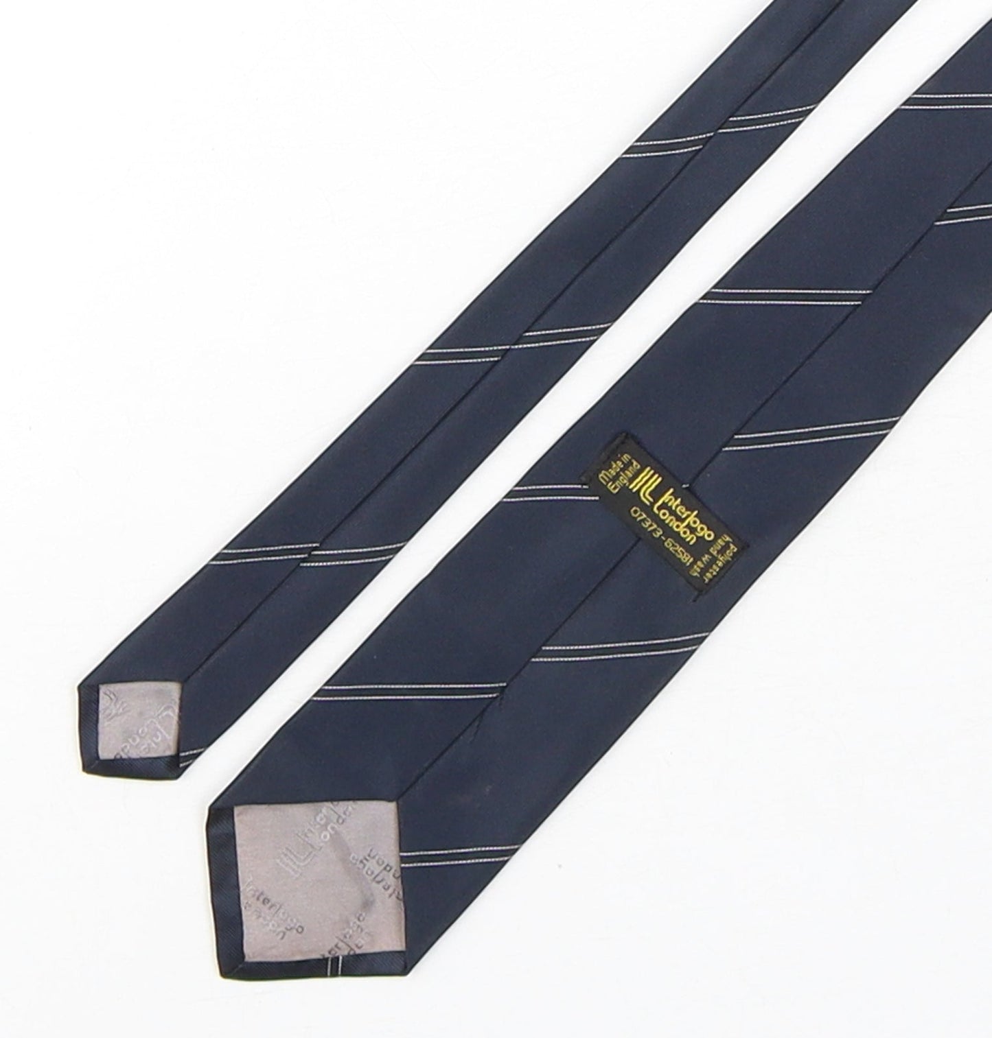 Interlogo London  Mens Blue Striped Polyester Pointed Tie One Size