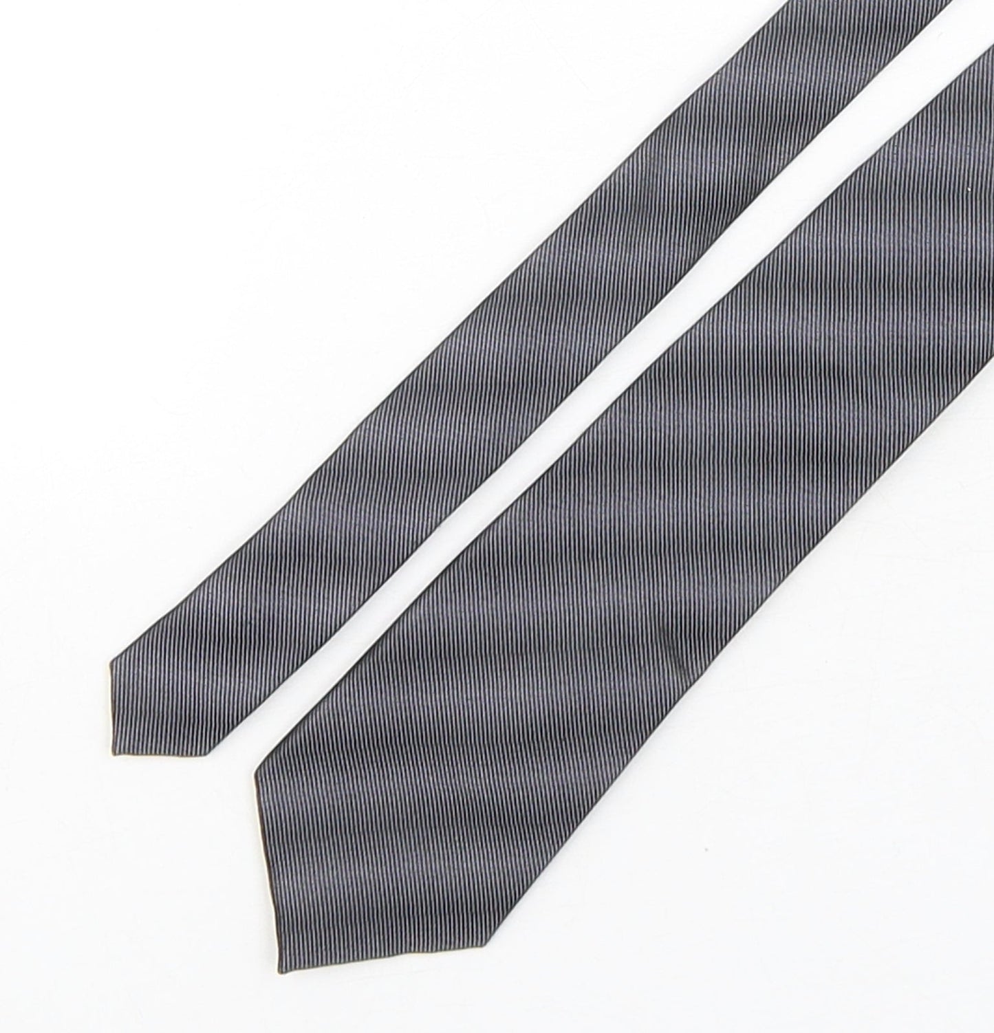 Autograph Mens Grey Striped Silk Pointed Tie One Size
