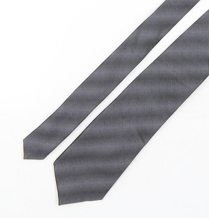 Autograph Mens Grey Striped Silk Pointed Tie One Size