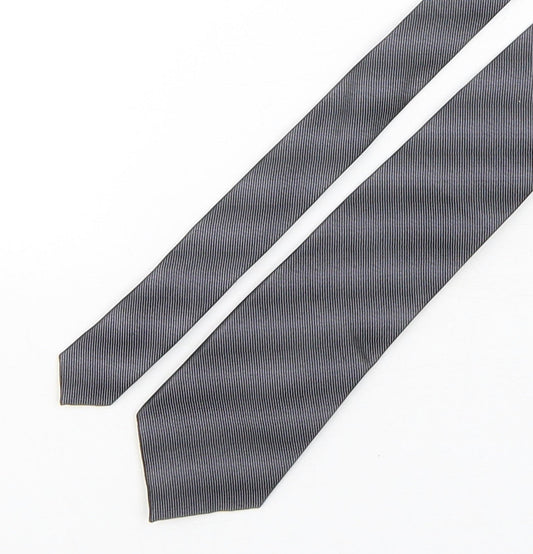 Autograph Mens Grey Striped Silk Pointed Tie One Size