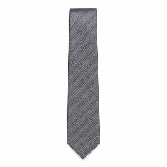 Front view of Autograph men’s grey striped silk pointed tie one size