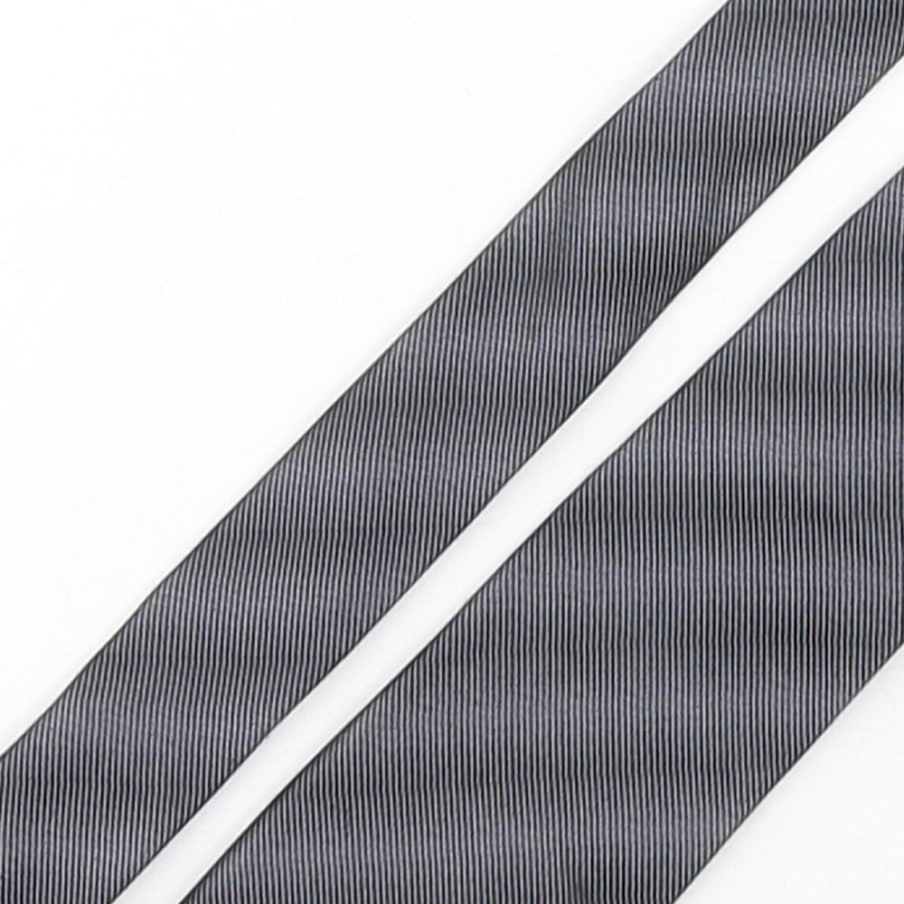 Autograph Mens Grey Striped Silk Pointed Tie One Size