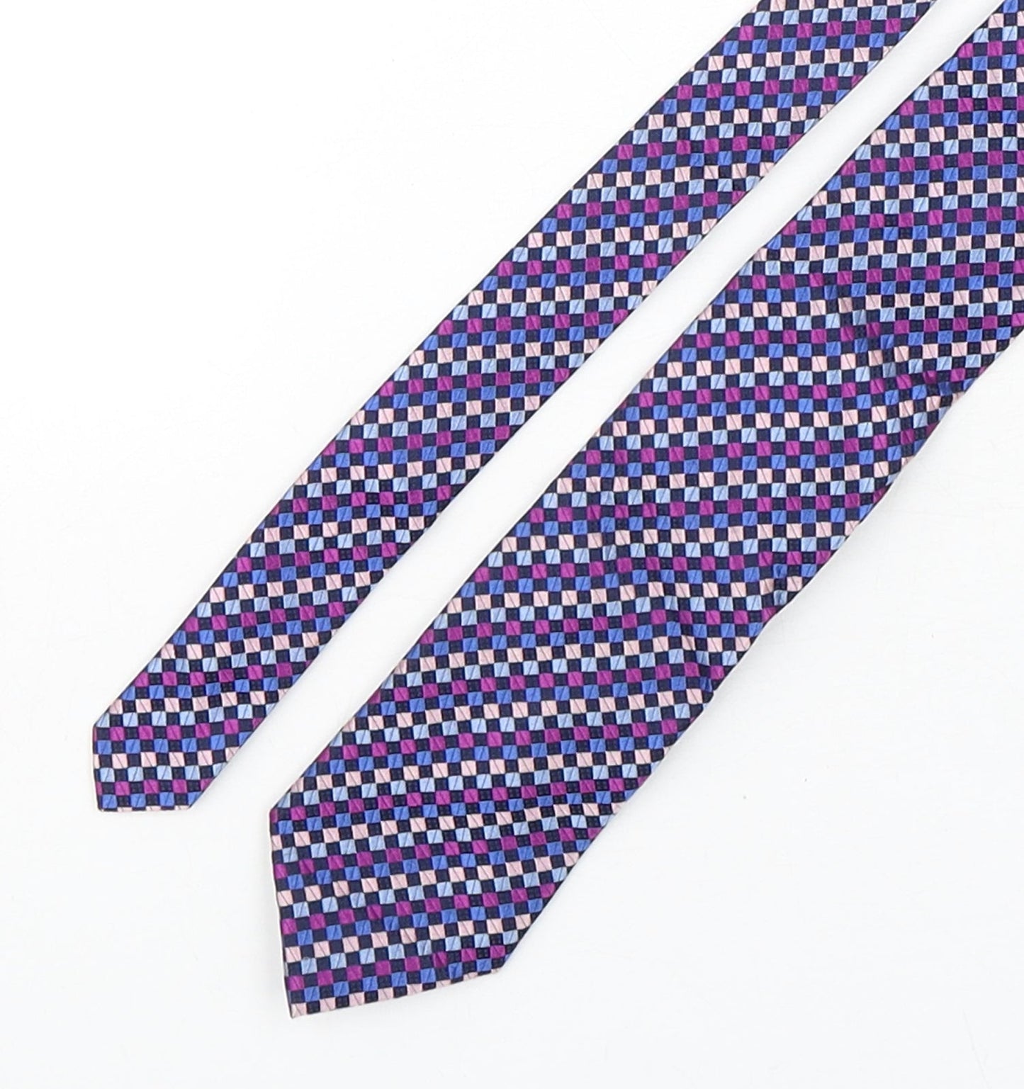 Marks and Spencer Mens Multicoloured Plaids & Checks Silk Pointed Tie One Size