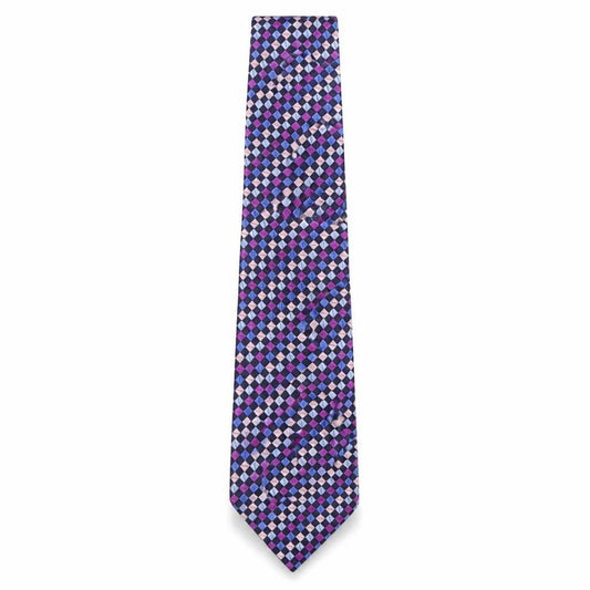 Front view of Marks & Spencer men’s multicoloured plaids & checks silk pointed tie one size