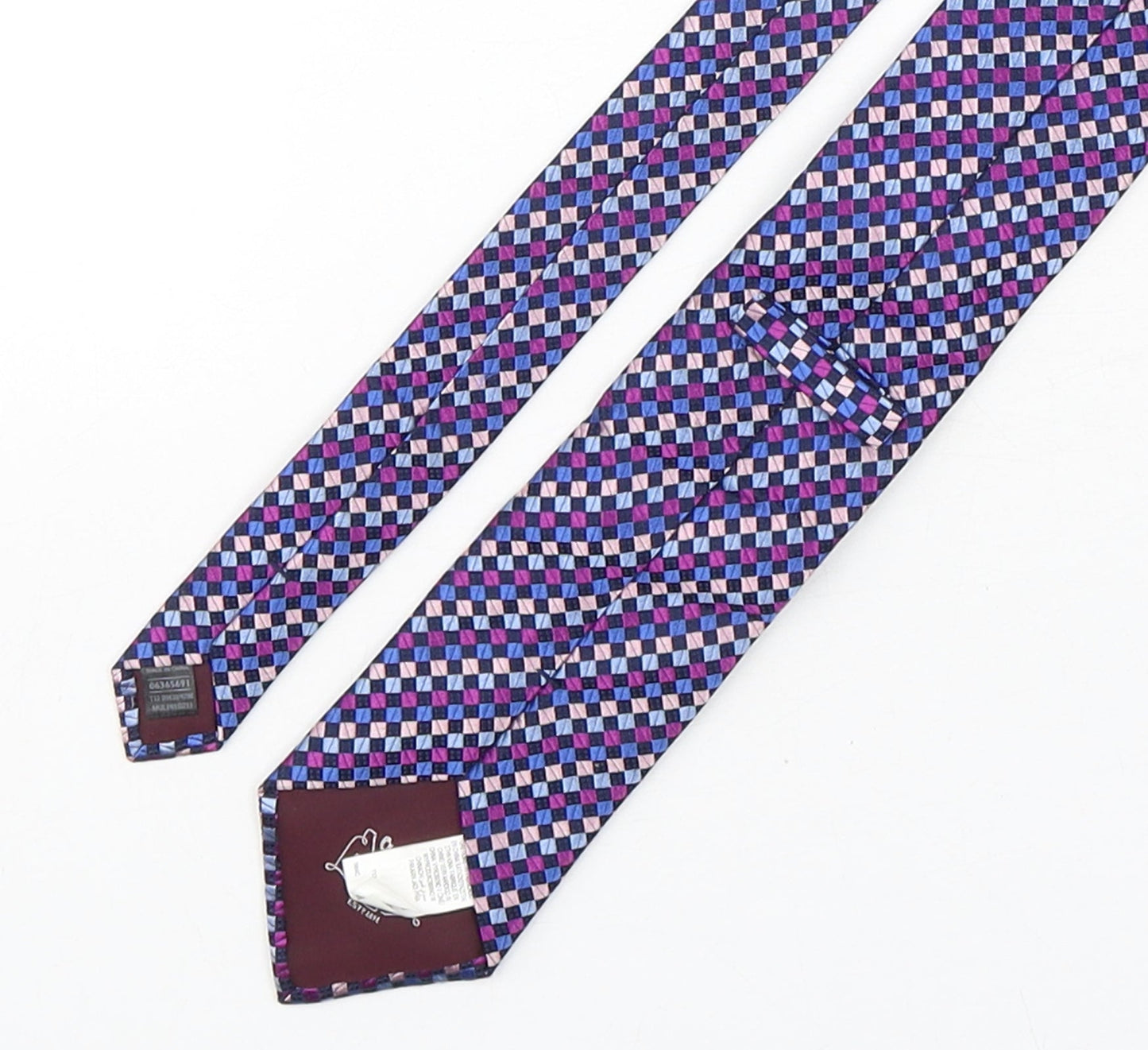 Marks and Spencer Mens Multicoloured Plaids & Checks Silk Pointed Tie One Size