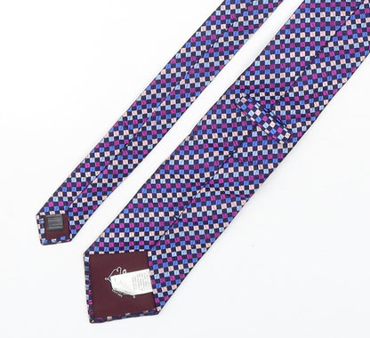 Marks and Spencer Mens Multicoloured Plaids & Checks Silk Pointed Tie One Size