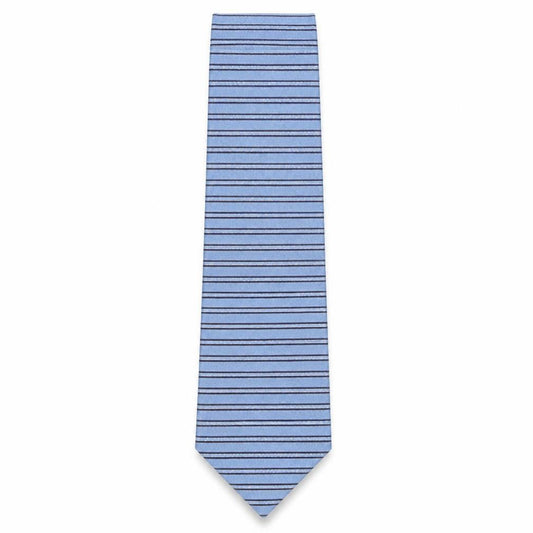 Front view of St George men’s blue striped silk pointed tie one size