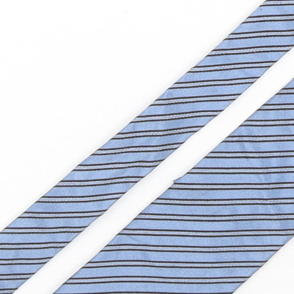 St George Mens Blue Striped Silk Pointed Tie One Size
