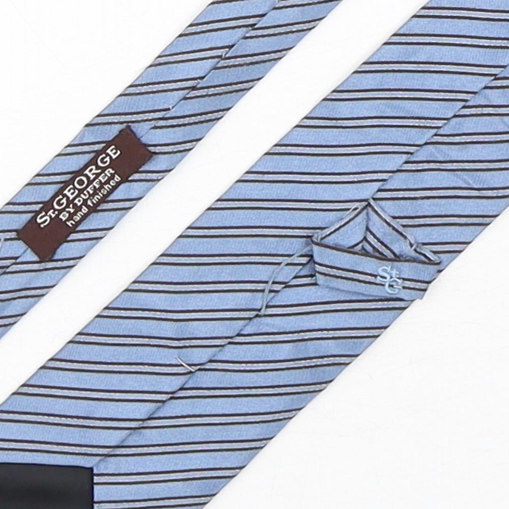 St George Mens Blue Striped Silk Pointed Tie One Size