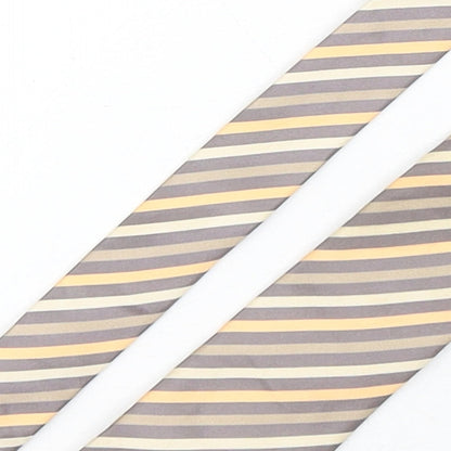 Close-up detail of Tom Harrison men’s multicoloured striped silk pointed tie one size