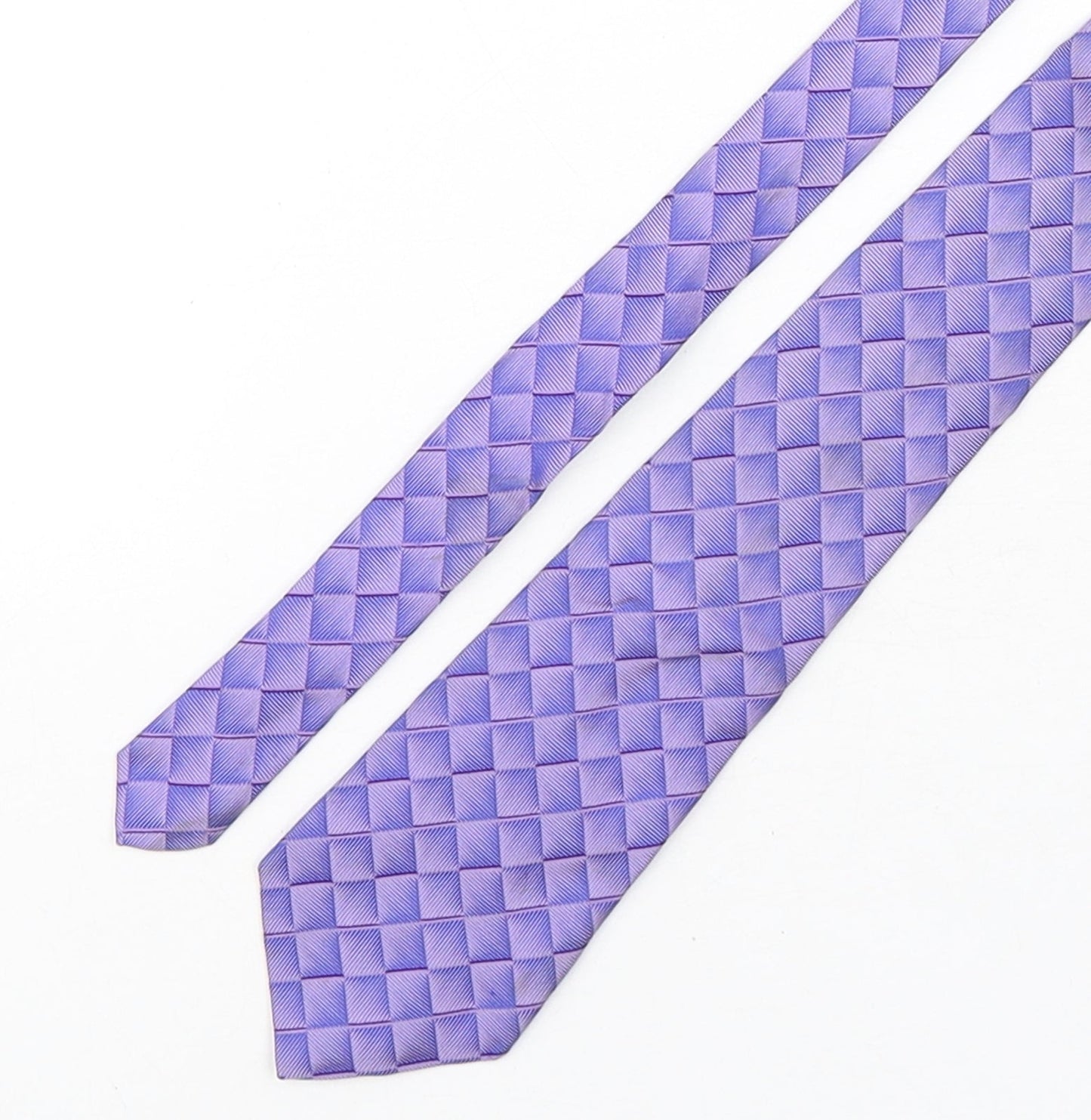 PINK Mens Purple Plaids & Checks Silk Pointed Tie One Size