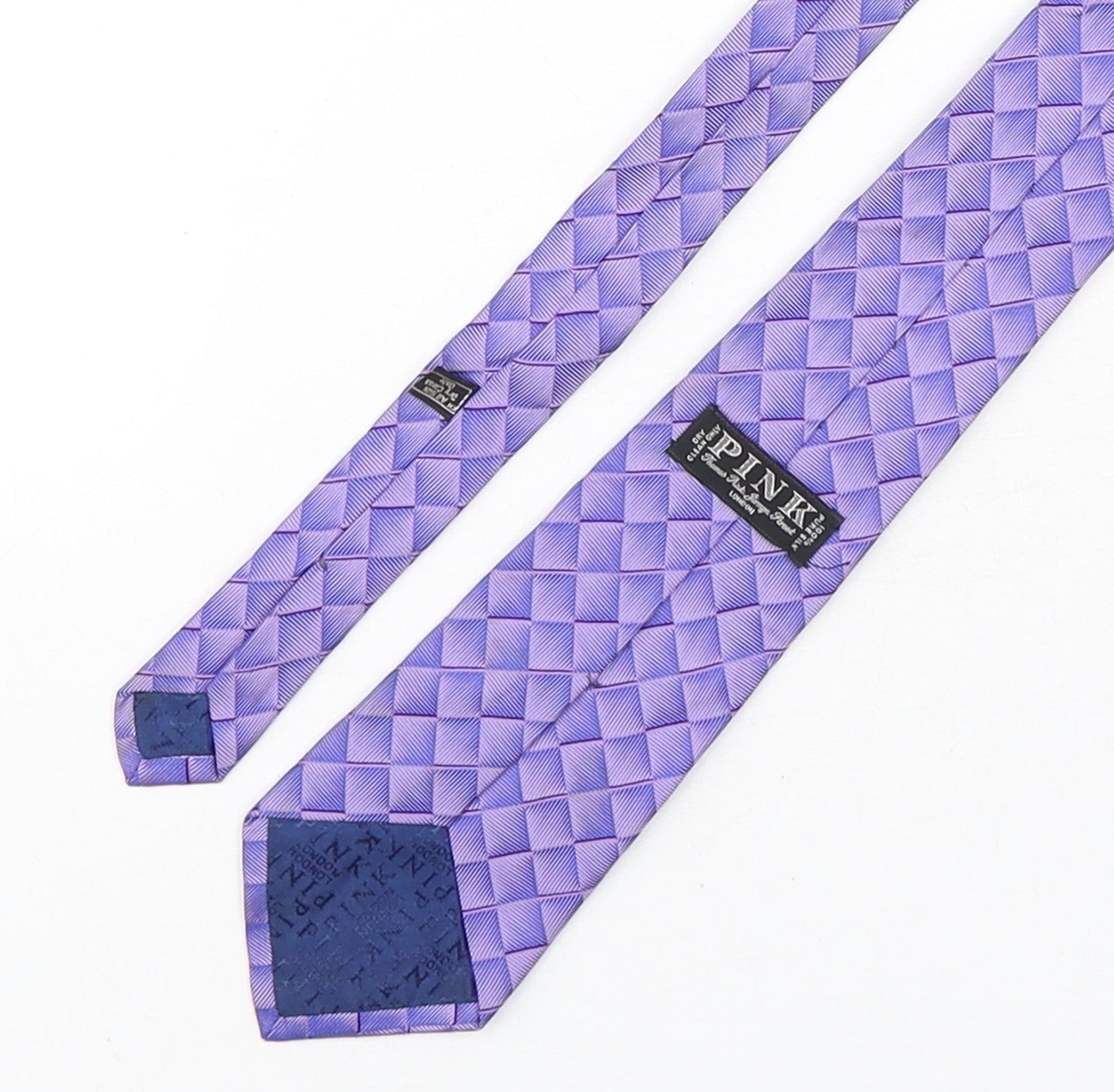 PINK Mens Purple Plaids & Checks Silk Pointed Tie One Size