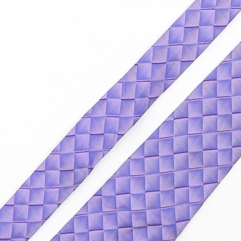 PINK Mens Purple Plaids & Checks Silk Pointed Tie One Size