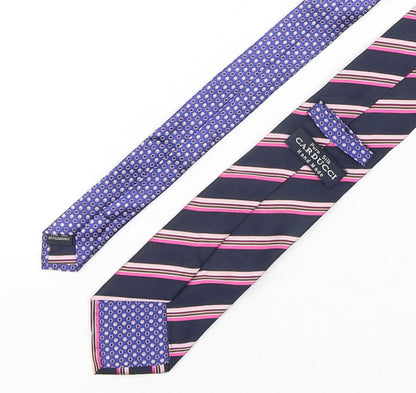 Mens Carducci Multicoloured Striped  Pointed Tie