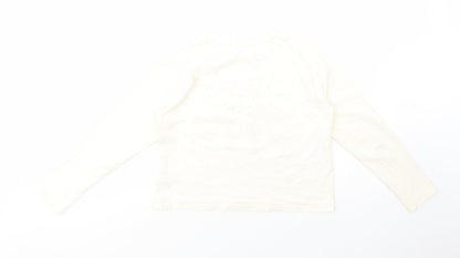 Dunnes Stores Girls Ivory  Cotton Pullover T-Shirt Size 10-11 Years Crew Neck Pullover - Birds