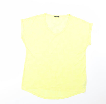 F&F Womens Yellow Geometric Polyester Basic Polo Size 16 V-Neck - Butterfly Pattern