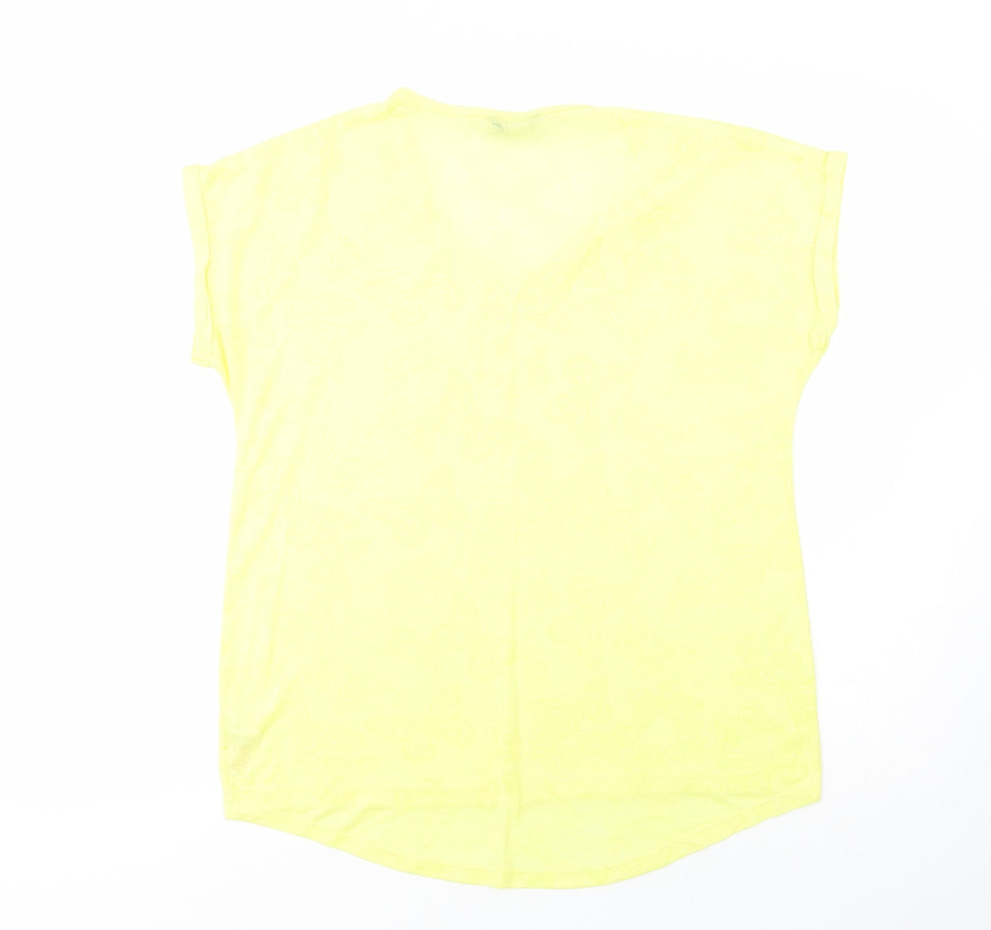 F&F Womens Yellow Geometric Polyester Basic Polo Size 16 V-Neck - Butterfly Pattern