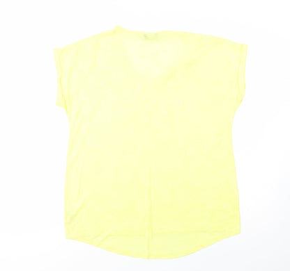 F&F Womens Yellow Geometric Polyester Basic Polo Size 16 V-Neck - Butterfly Pattern