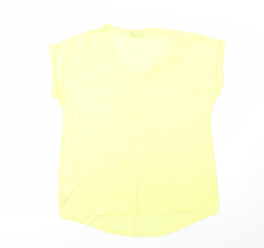 F&F Womens Yellow Geometric Polyester Basic Polo Size 16 V-Neck - Butterfly Pattern