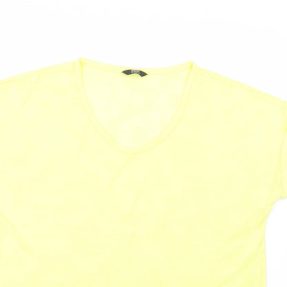 F&F Womens Yellow Geometric Polyester Basic Polo Size 16 V-Neck - Butterfly Pattern