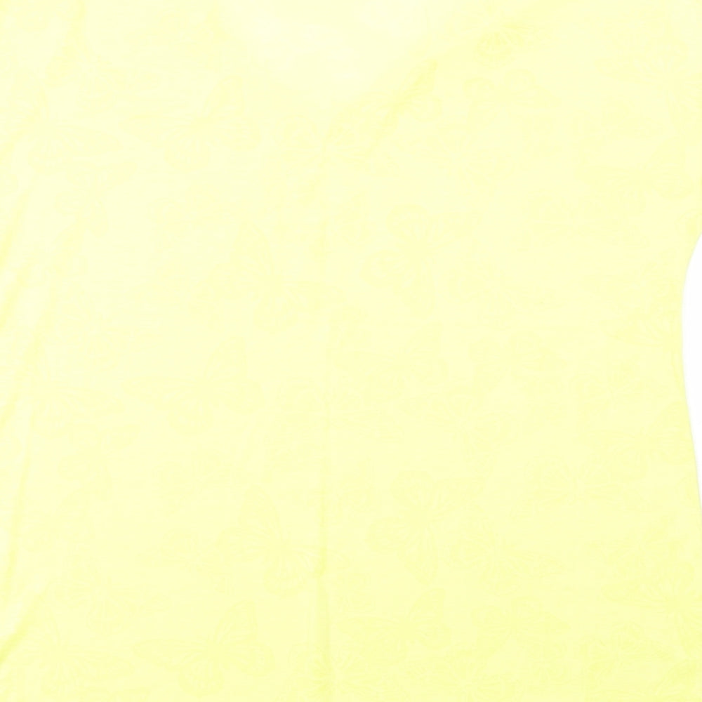 F&F Womens Yellow Geometric Polyester Basic Polo Size 16 V-Neck - Butterfly Pattern