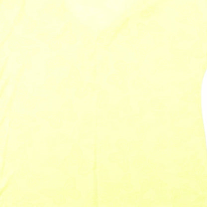 F&F Womens Yellow Geometric Polyester Basic Polo Size 16 V-Neck - Butterfly Pattern