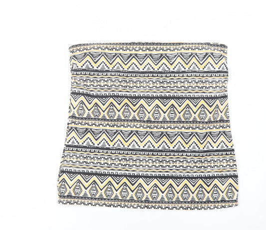 Matalan Womens Black Geometric Cotton Basic Tank Size 18 Off the Shoulder