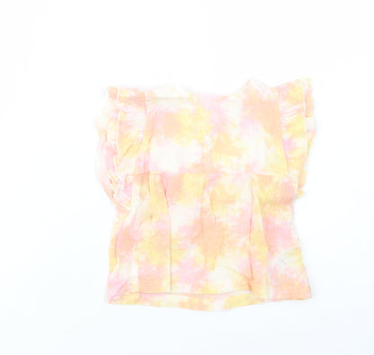 F&F Baby Multicoloured Batik Cotton Pullover Blouse Size 9-12 Months Crew Neck Button