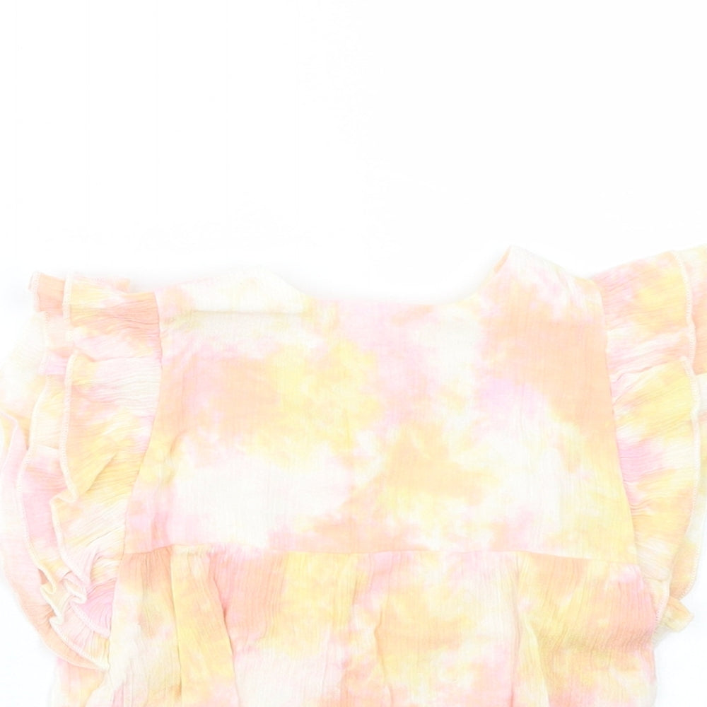 F&F Baby Multicoloured Batik Cotton Pullover Blouse Size 9-12 Months Crew Neck Button