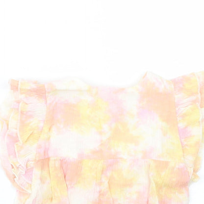F&F Baby Multicoloured Batik Cotton Pullover Blouse Size 9-12 Months Crew Neck Button