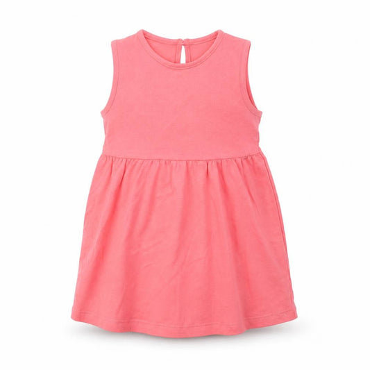 F&F Baby Pink  Cotton Tank Dress  Size 9-12 Months  Crew Neck Button