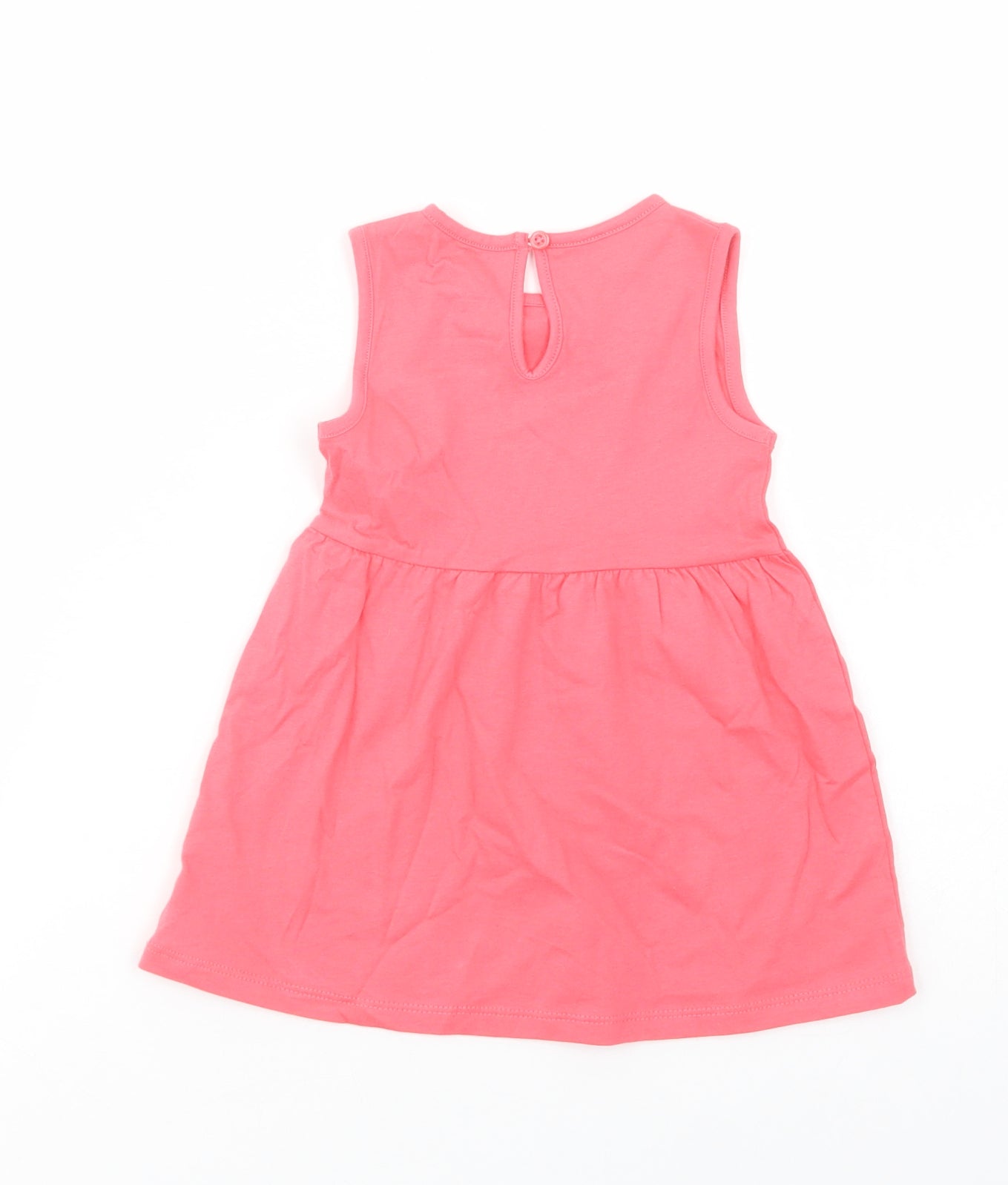 F&F Baby Pink  Cotton Tank Dress  Size 9-12 Months  Crew Neck Button